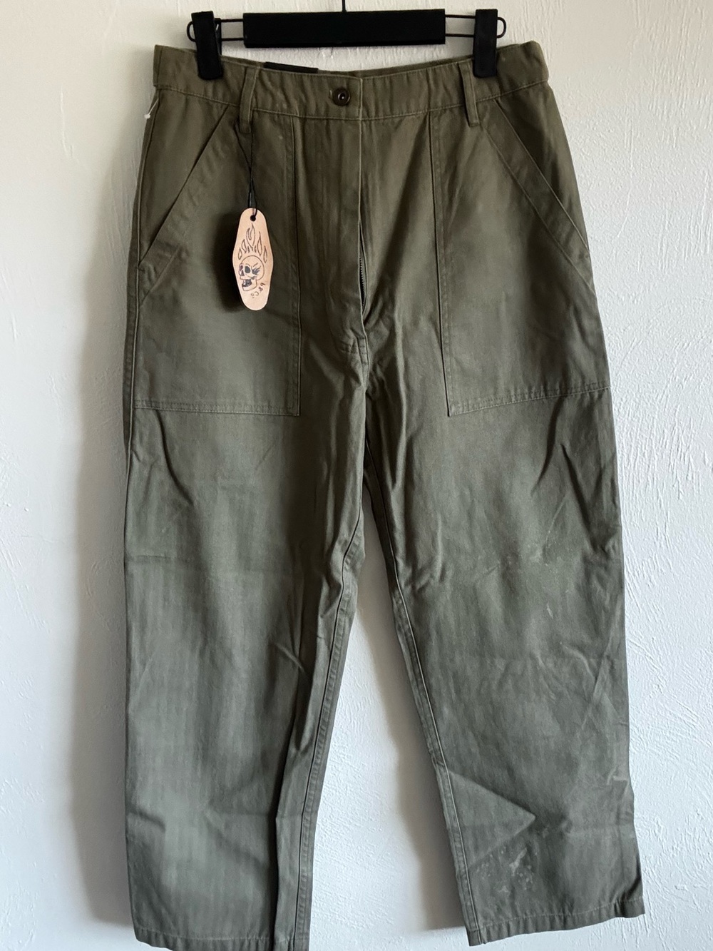 Olive Green Women's Utility Military Trousers — Classic High-Rise Cargo Style